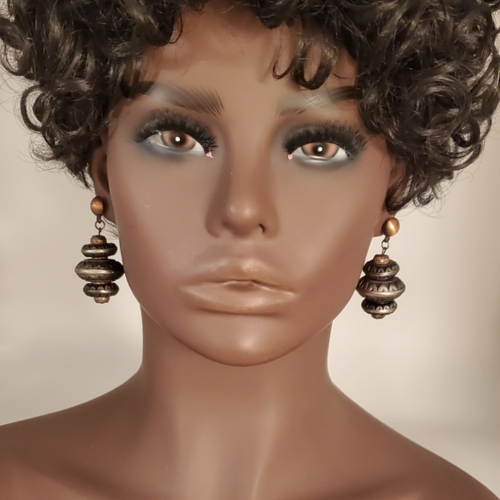 Vintage 3 tiered Metal Earrings